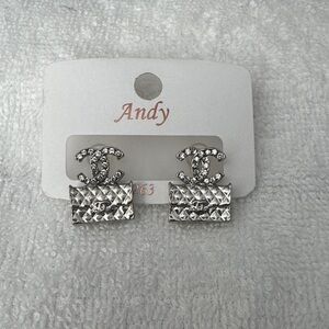 Andy Silver Crystal Stud Earrings